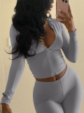LW Zipper Design Solid Color T-shirt